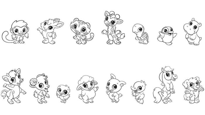 Cute baby animals cartoon coloring pages