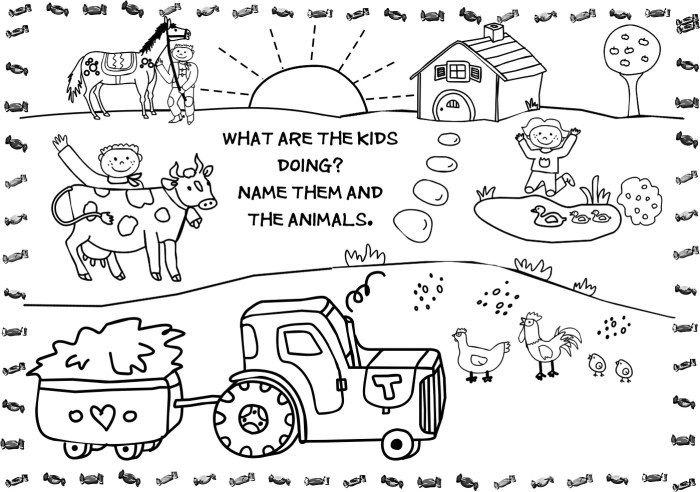 Farm animal coloring pqge