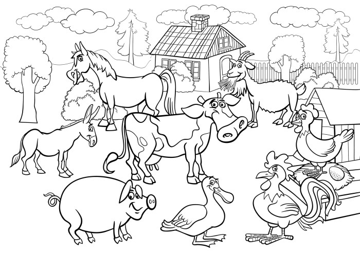 Free coloring pictures farm animals