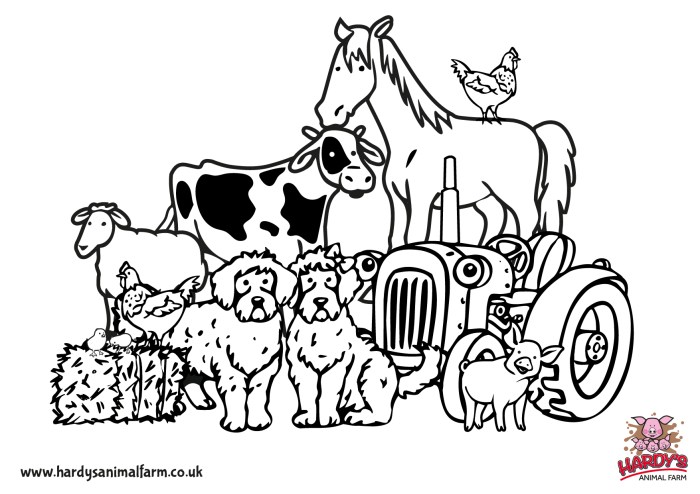 Farm animal scene coloring pages