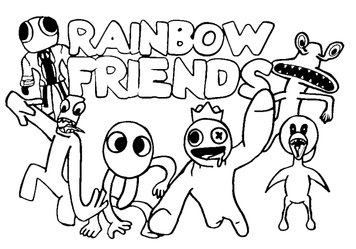 Coloring book rainbow friends