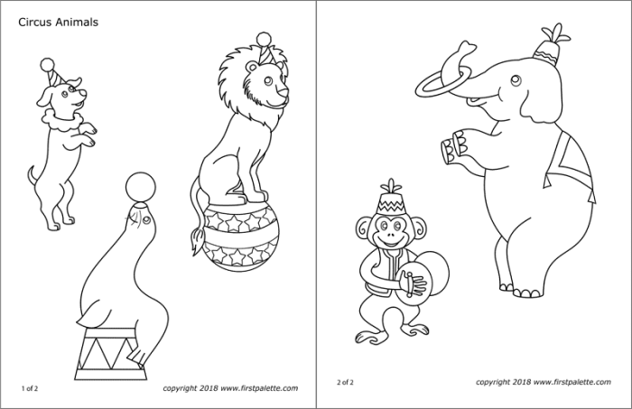 Coloring pages circus animals