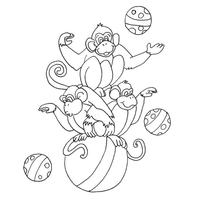 Coloring pages circus animals