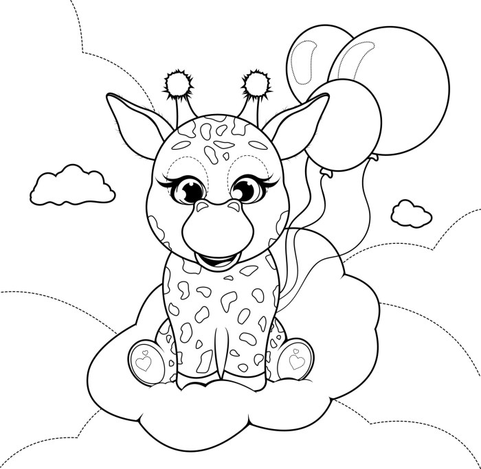 Giraffe balloon animal desing coloring page