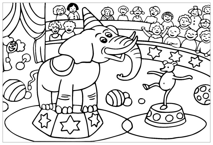 Coloring pages circus animals