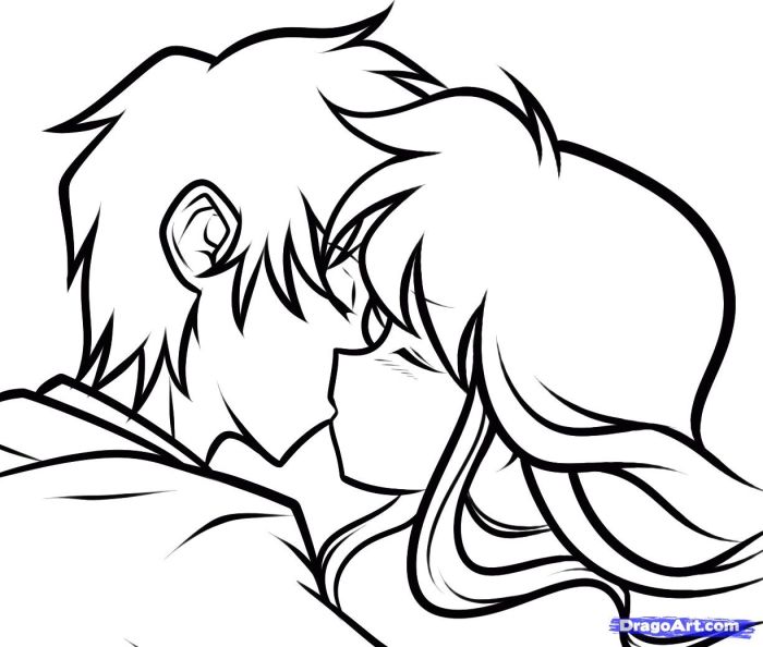 Cute anime couple coloring sheets not kissing