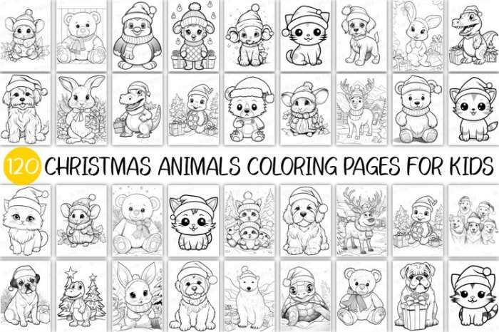 Easy fun animal christmas coloring pages