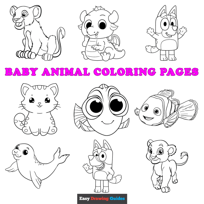 Easy adorable baby animal coloring pages