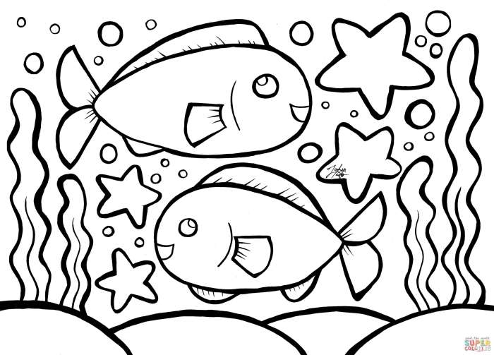 Fish bird and animals coloring pages