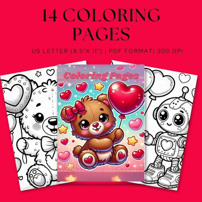 Cute valentine animals coloring pages