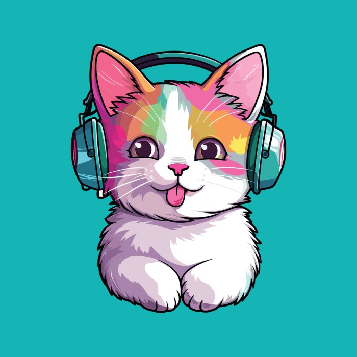 Kawaii animals with headphones coloring pages