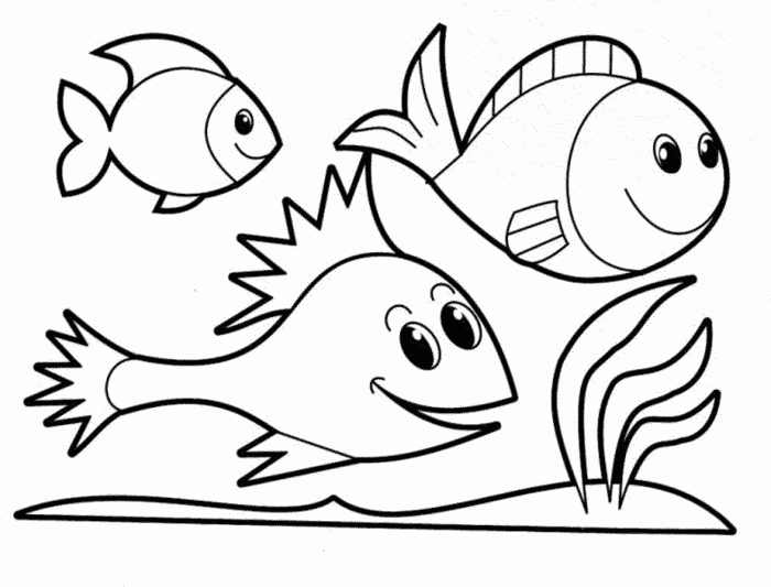 Fish bird and animals coloring pages