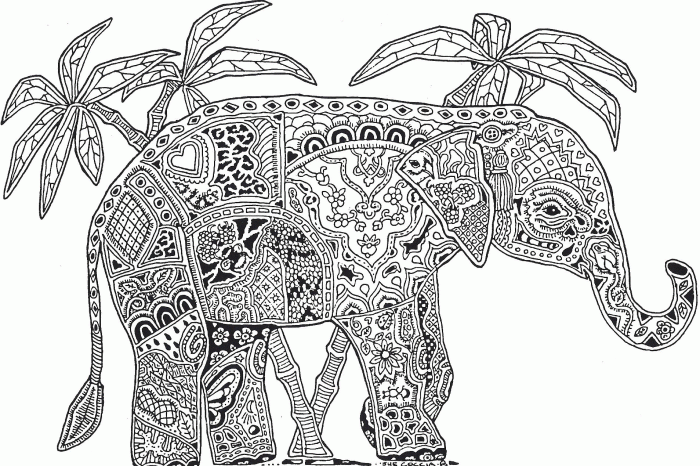 Difficult abstract animal coloring pages