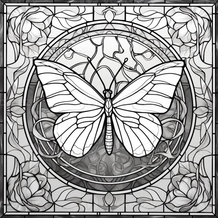 Butterfly stained glass coloring book