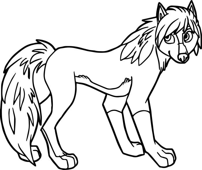 Easy anime wolf coloring pages