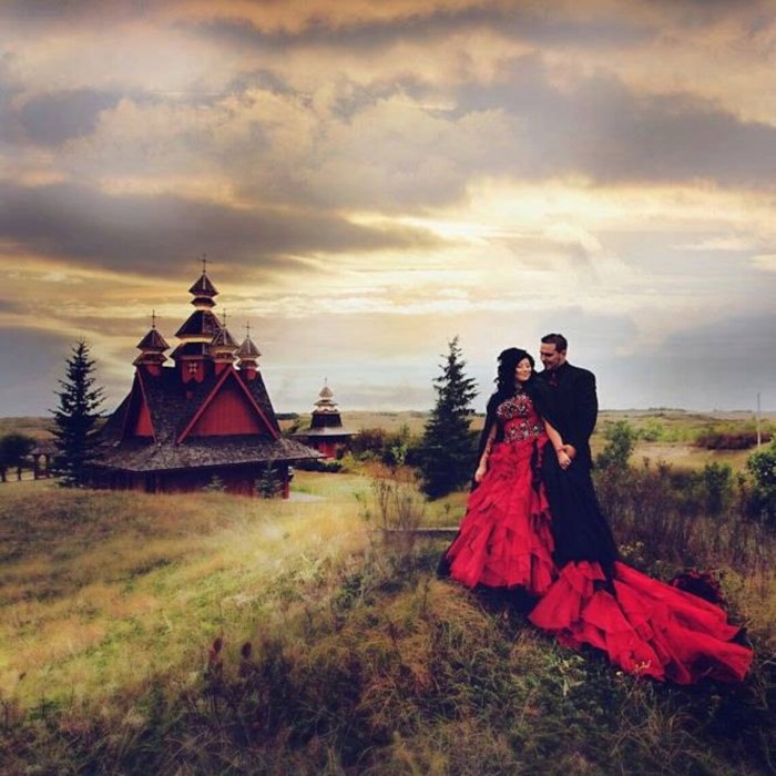 Wedding dress with red