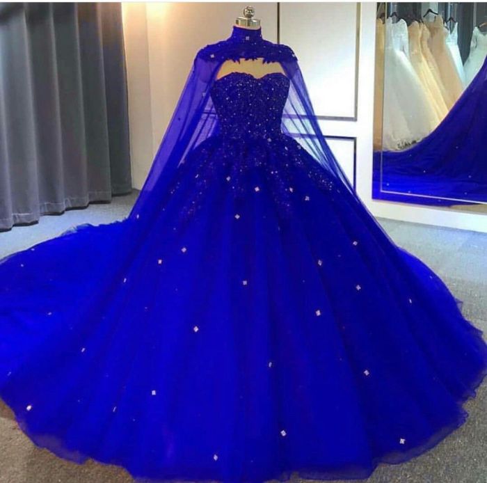 Royal blue wedding dress for bride