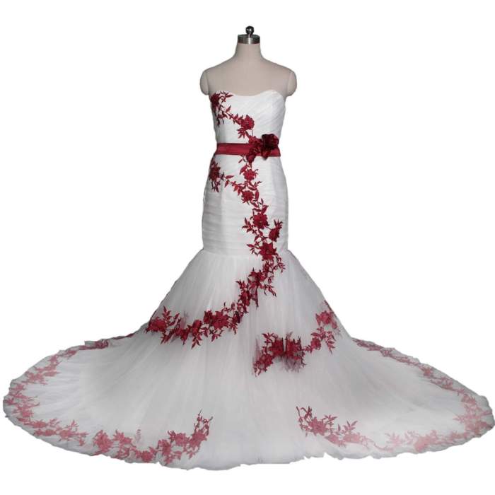 Wedding red dresses white dress accents accent gowns line strapless 2012 color embroidery blue